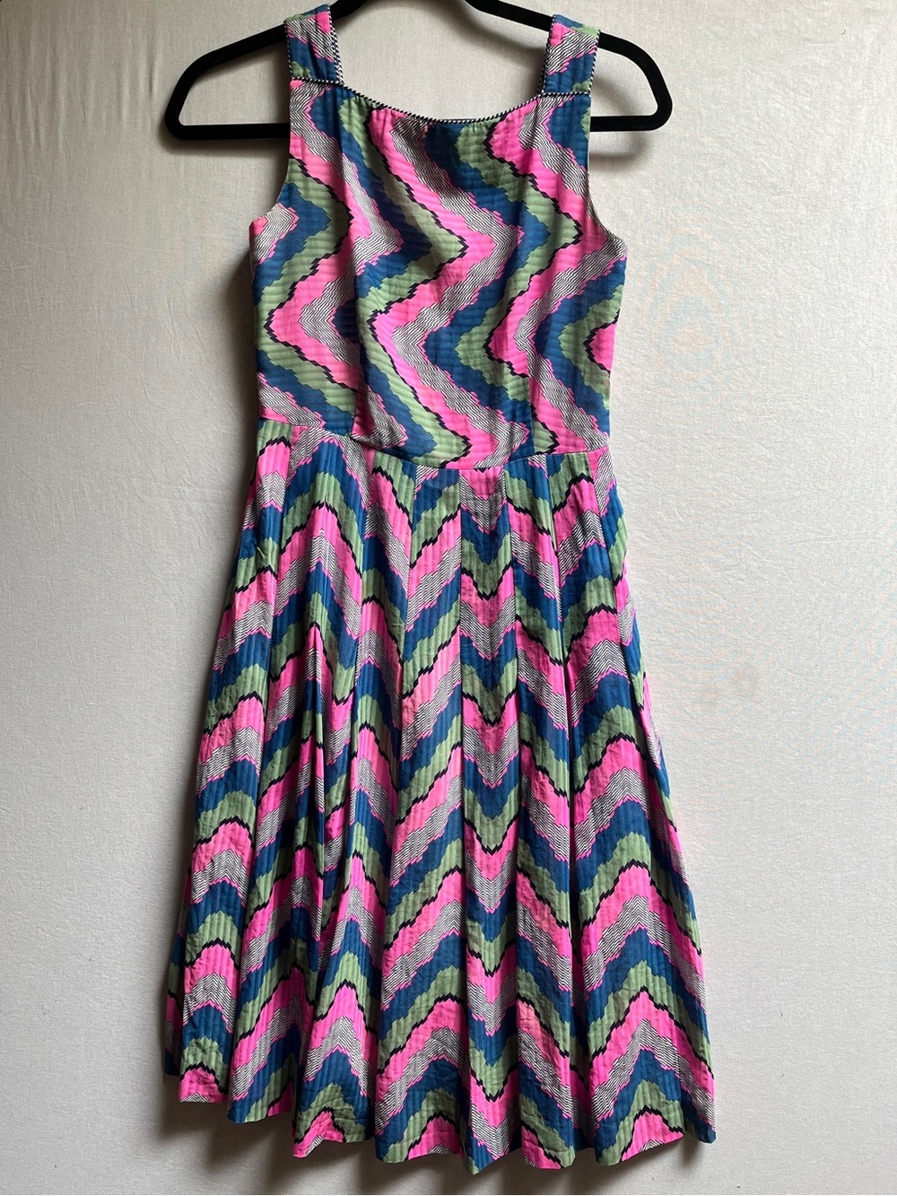 Vintage Katsumi Hirano Maison du Monnaie Tokyo Chevron Midi Dress XS